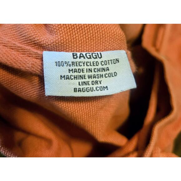 Baggu 100% Recycled Cotton Canvas Drawstring Backpack Orange Bag Casual Travel main image 15